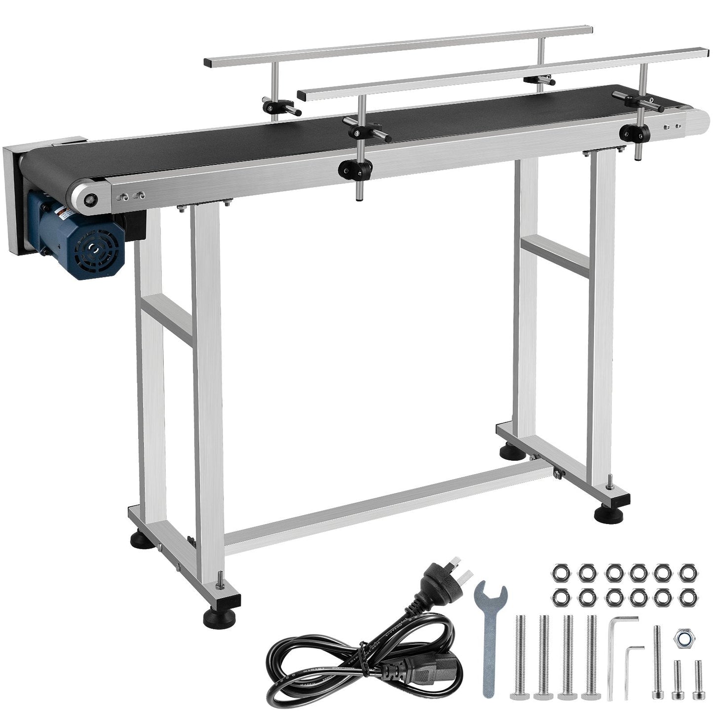 Industrial PVC Belt Conveyor, 1.5m Length, 0.2m Width, Adjustable Speed & Guardrail