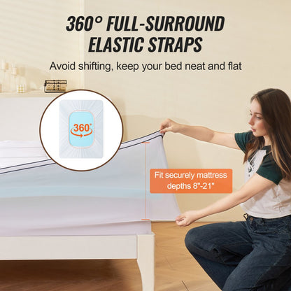 VEVOR Mattress Topper Premium Memory Foam Fiber Fill Queen 101.6 mm Thickness