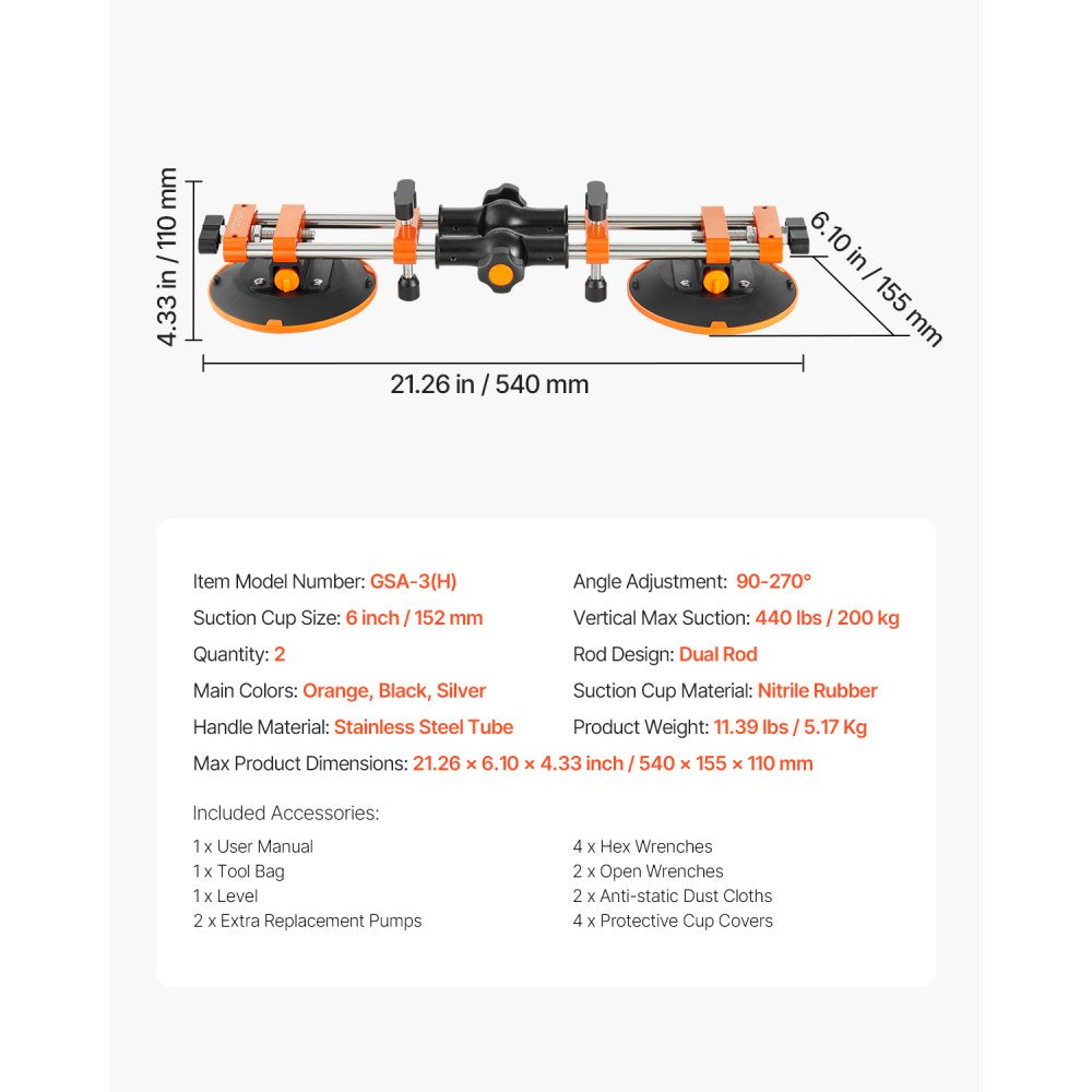 VEVOR Seam Setter 6" Suction Cup 90° - 270° Adjustable Seam Joining & Leveling