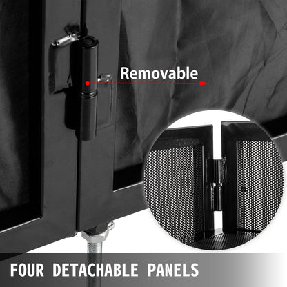 Adjustable DJ Booth Table with Foldable Panels and Scrim, 51x101.5x115 cm