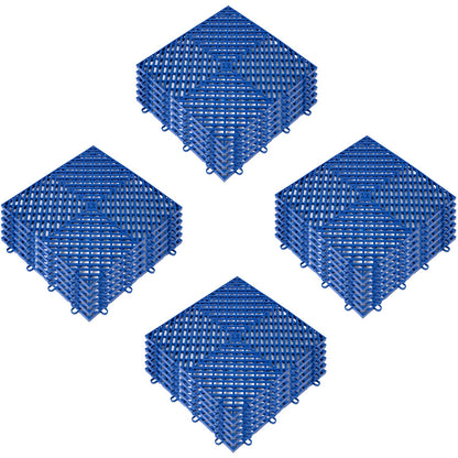 Blue Interlocking Rubber Tiles, 25 PCS, 30.5x30.5x1.2 cm, for Pool & Patio