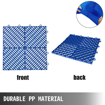 Blue Interlocking Rubber Tiles, 25 PCS, 30.5x30.5x1.2 cm, for Pool & Patio