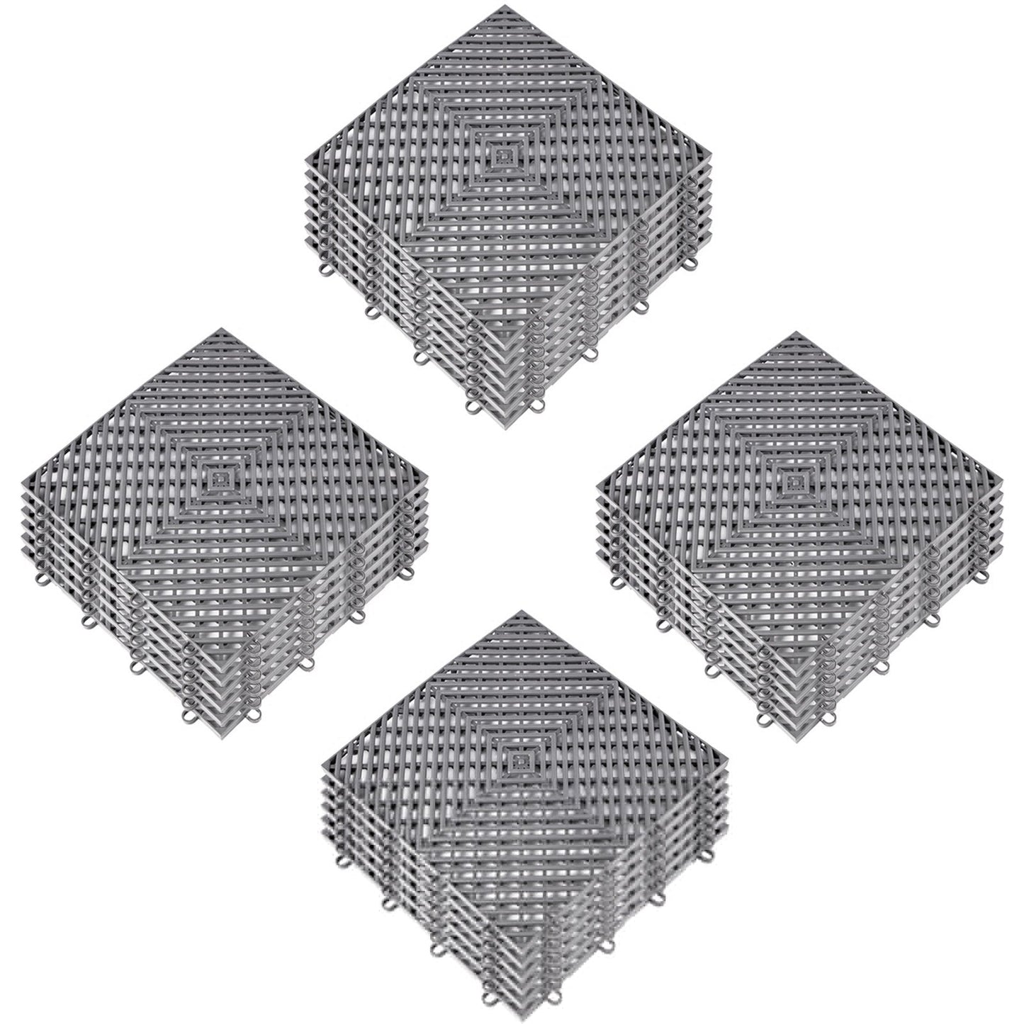 Gray Interlocking Deck Tiles, 25 PCS, 30.5x30.5x1.2 cm, Anti-Slip & Durable