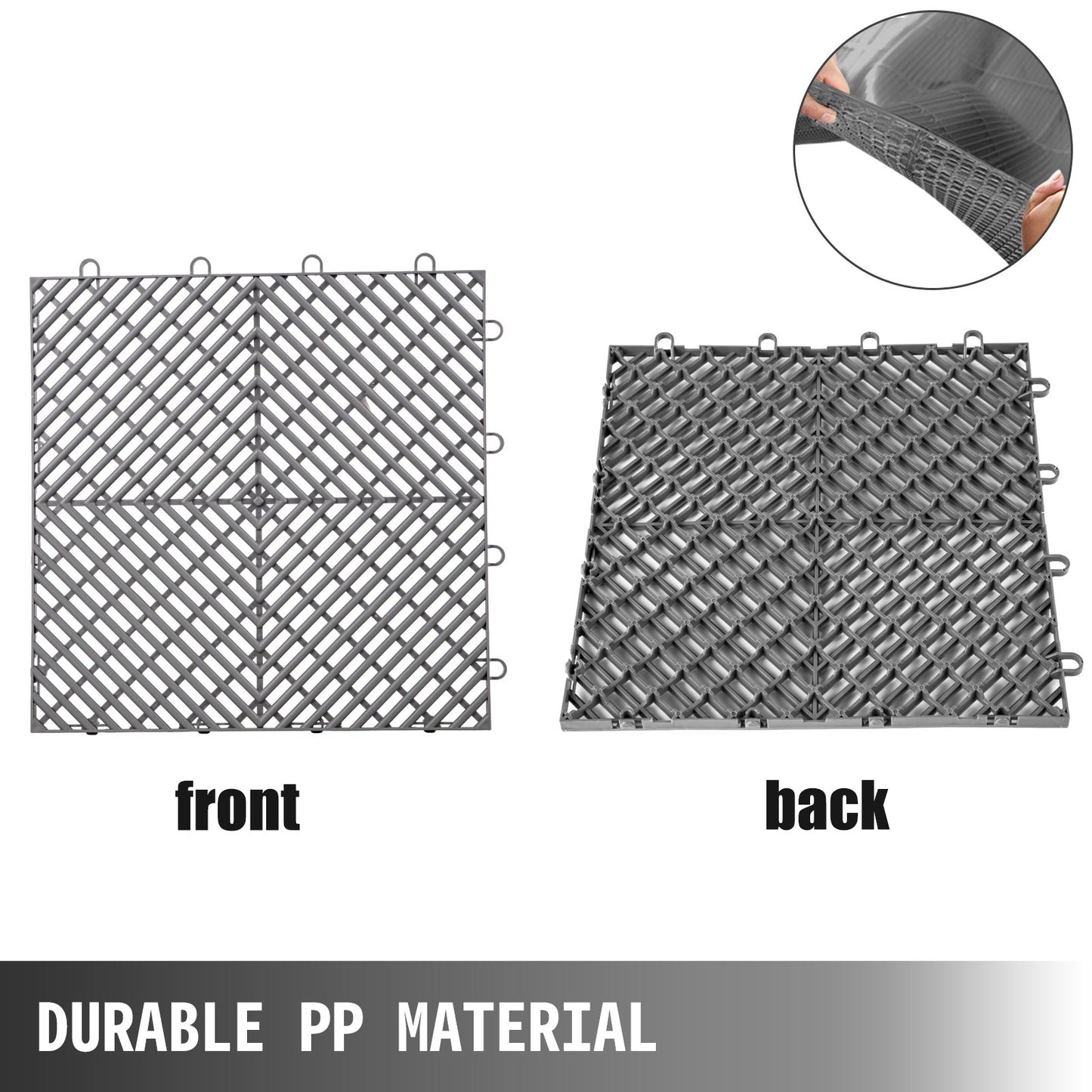VEVOR Tiles Interlocking 25 PCS Gray, Drainage Tiles 12x12x0.5 Inches, Deck Tiles