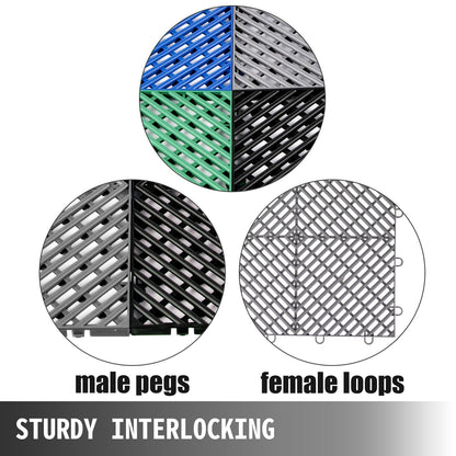 Gray Interlocking Deck Tiles, 25 PCS, 30.5x30.5x1.2 cm, Anti-Slip & Durable