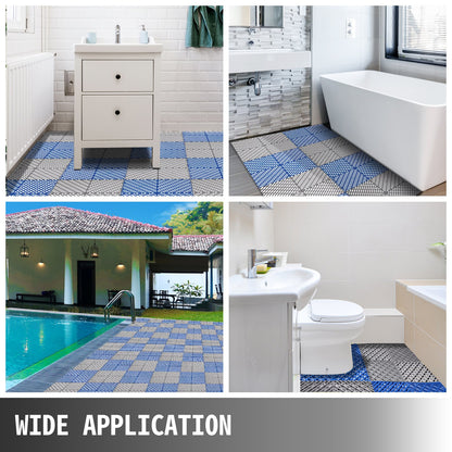 VEVOR Tiles Interlocking 25 PCS Gray, Drainage Tiles 12x12x0.5 Inches, Deck Tiles
