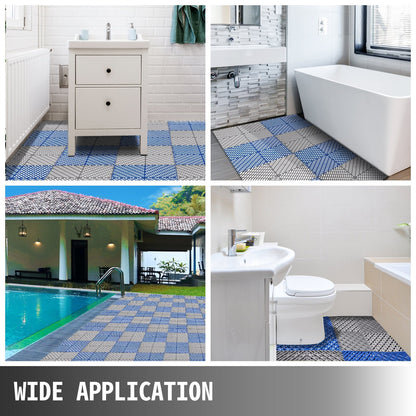 Gray Interlocking Deck Tiles, 25 PCS, 30.5x30.5x1.2 cm, Anti-Slip & Durable