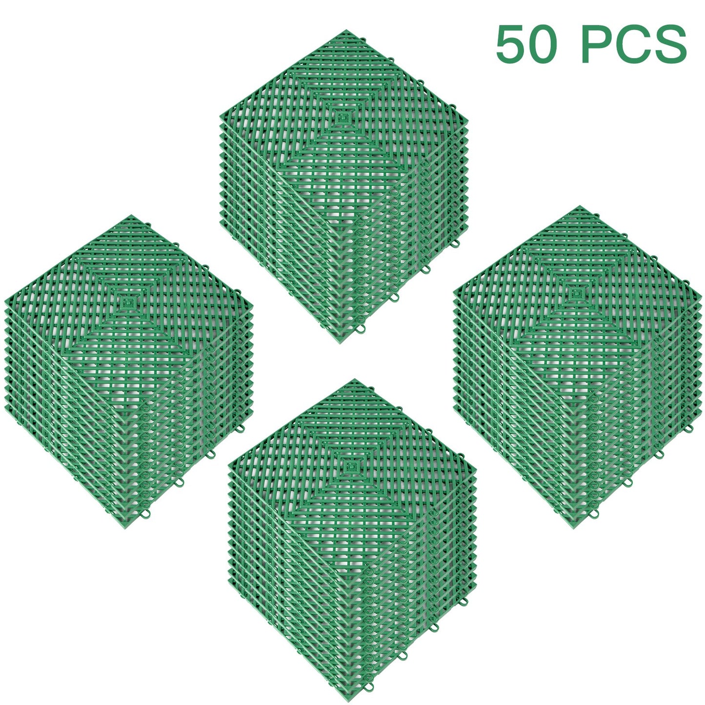 VEVOR Rubber Tiles Interlocking Garage Floor Tiles 12x12x0.5 inch 50PCS Green