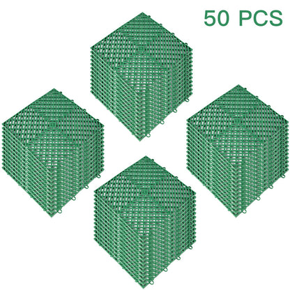 VEVOR Rubber Tiles Interlocking Garage Floor Tiles 12x12x0.5 inch 50PCS Green