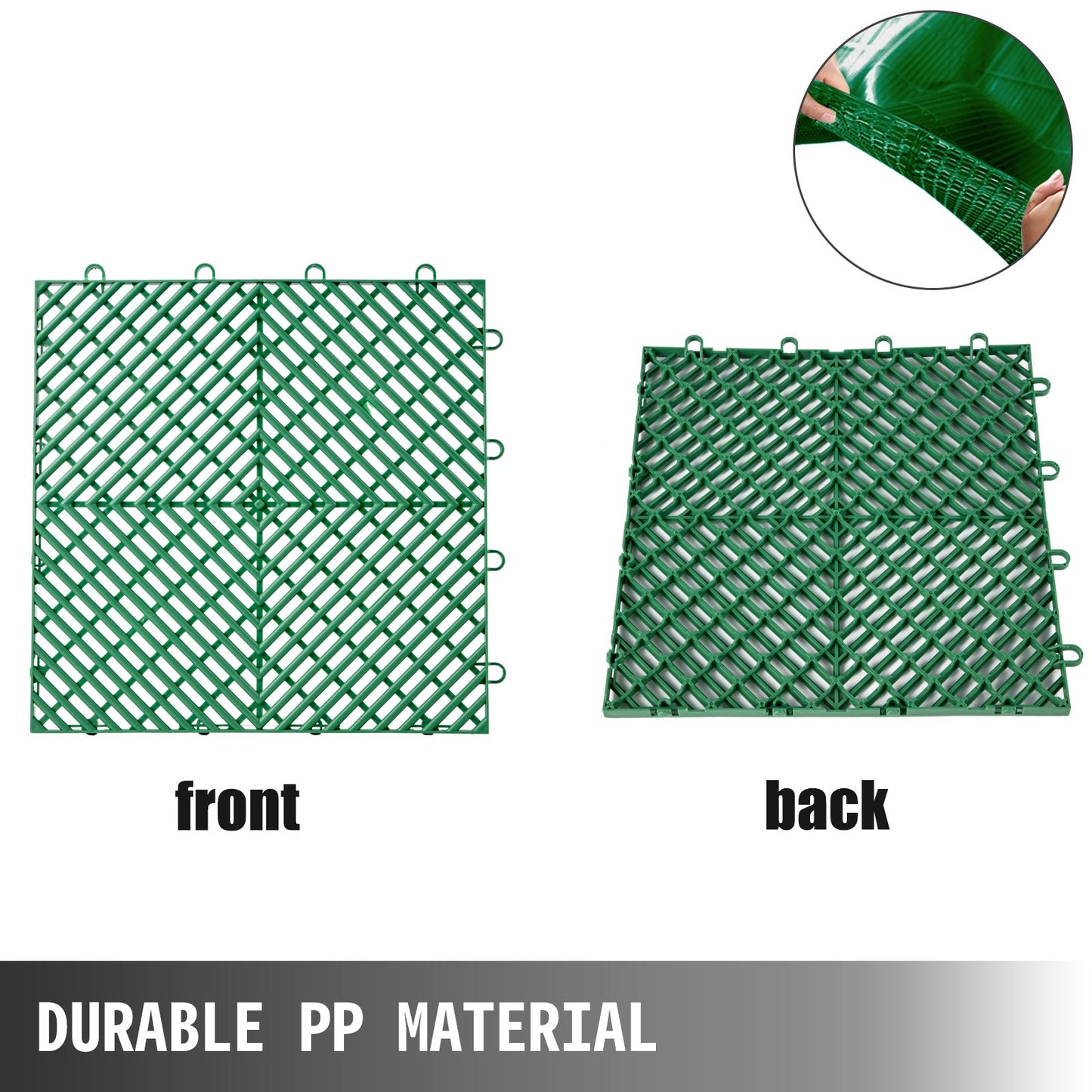 VEVOR Rubber Tiles Interlocking Garage Floor Tiles 12x12x0.5 inch 50PCS Green