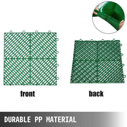 Green Interlocking Rubber Floor Tiles - 50 Pieces, 30.5x30.5x1.2 cm, Durable PP