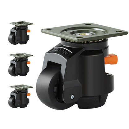 Set of 4 Heavy Duty Leveling Casters, 1000 kg Capacity, 63.5 mm Diameter