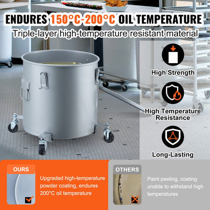 High-Capacity 37.8L Oil Disposal Caddy with Casters and Filter Bag, Gray