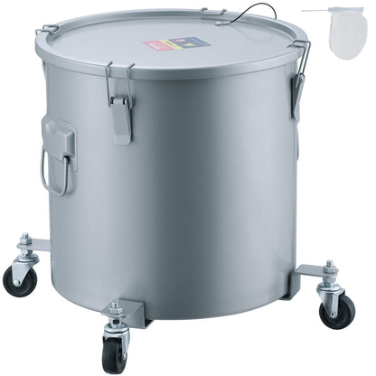 High-Capacity 37.8L Oil Disposal Caddy with Casters and Filter Bag, Gray