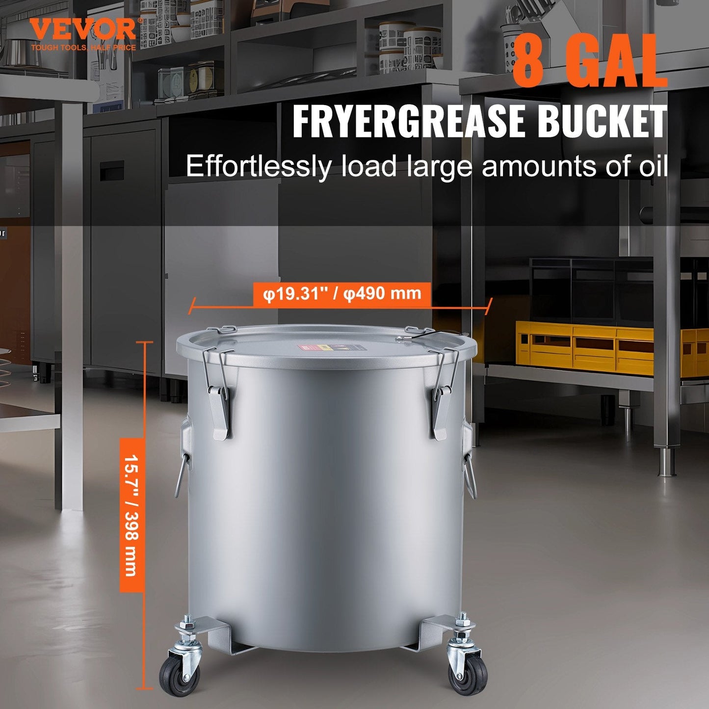 High-Capacity 30L Oil Disposal Caddy with Casters and Filter Bag, Gray
