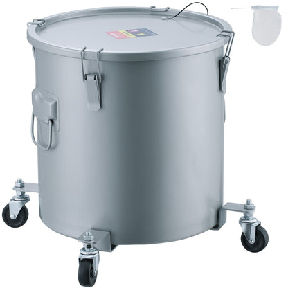 High-Capacity 30L Oil Disposal Caddy with Casters and Filter Bag, Gray