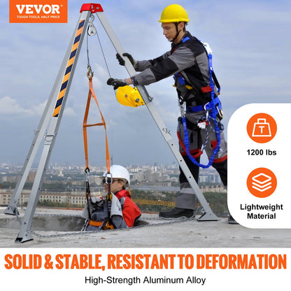 VEVOR Confined Space Tripod Kit, 1200 lbs Winch, Confined Space Tripod 7' Legs and
