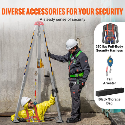 VEVOR Confined Space Tripod Kit, 1200 lbs Winch, Confined Space Tripod 7' Legs and