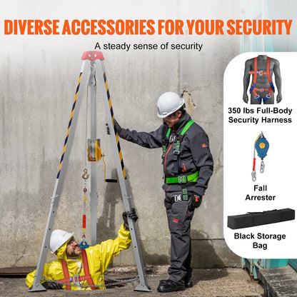 Confined Space Rescue Tripod Kit with Winch, Harness, and 30m Cable