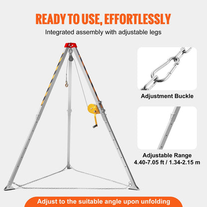 Confined Space Rescue Tripod Kit with Winch, Harness, and 30m Cable