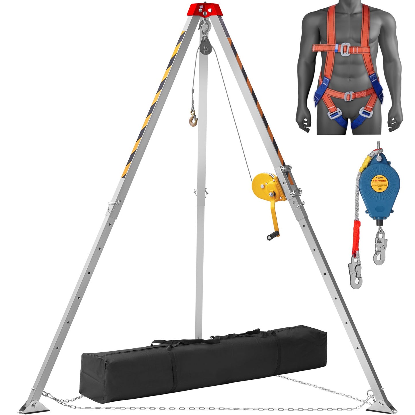 VEVOR Confined Space Tripod Kit, 1200 lbs Winch, Confined Space Tripod 7' Legs and