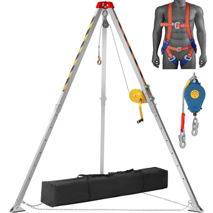 Confined Space Rescue Tripod Kit with Winch, Harness, and 30m Cable