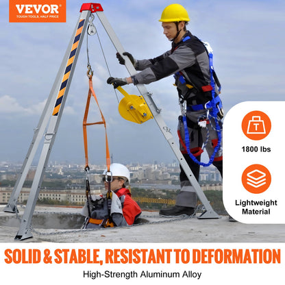 VEVOR Confined Space Tripod Kit, 1800 lbs Winch, Confined Space Tripod 7' Legs and