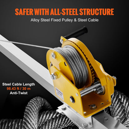 Confined Space Rescue Tripod Kit with Winch, 816 kg Capacity, and Harness