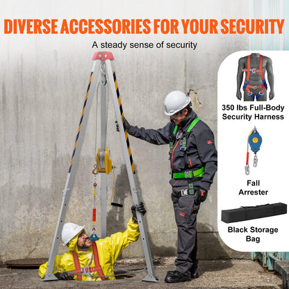 VEVOR Confined Space Tripod Kit, 1800 lbs Winch, Confined Space Tripod 7' Legs and