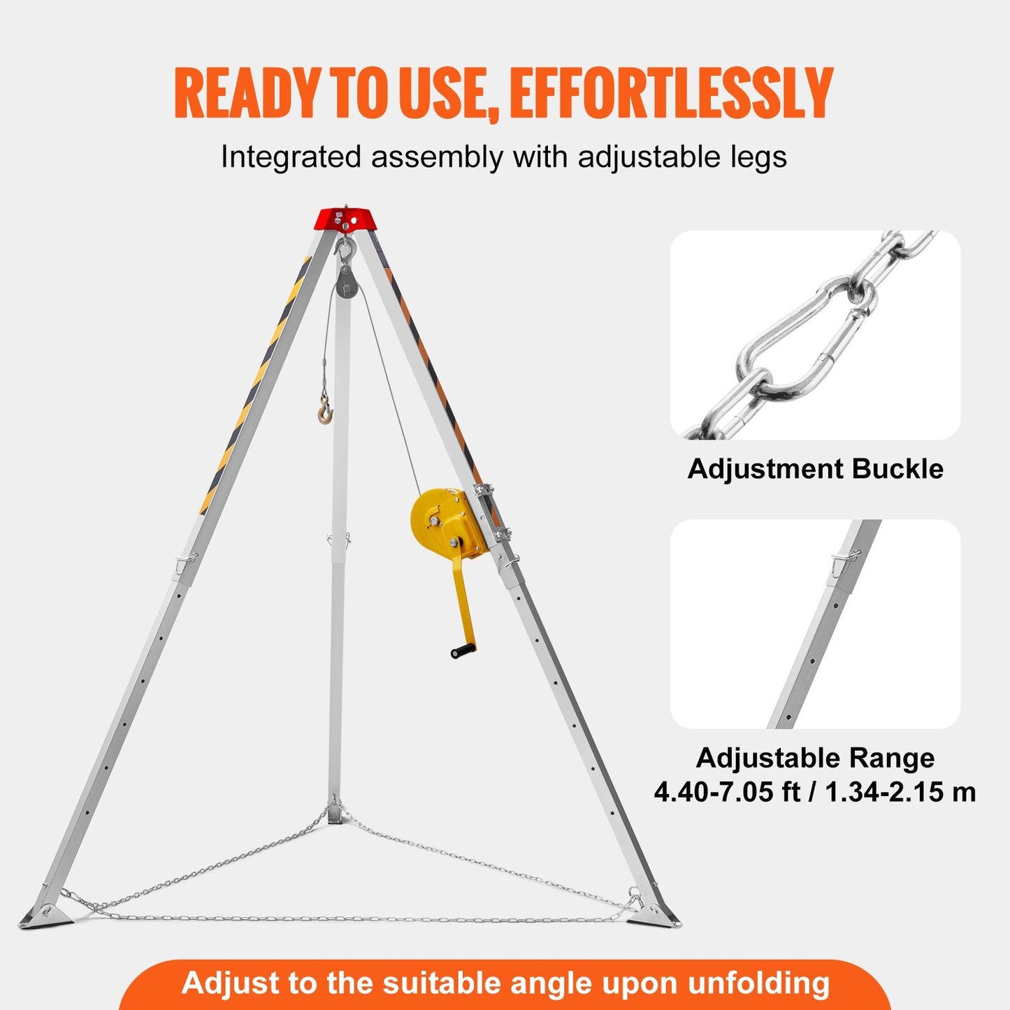 Confined Space Rescue Tripod Kit with Winch, 816 kg Capacity, and Harness