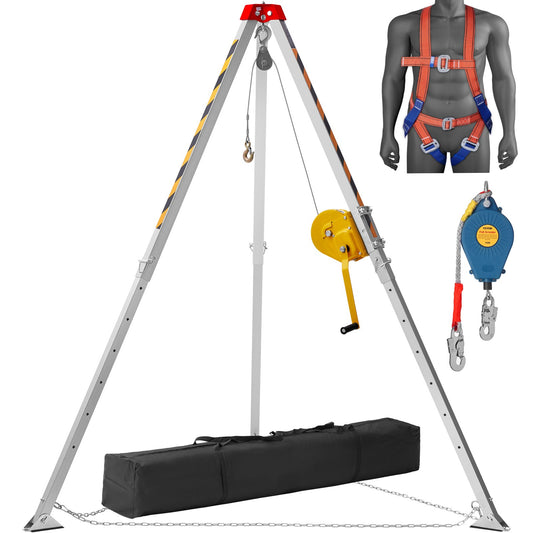 VEVOR Confined Space Tripod Kit, 1800 lbs Winch, Confined Space Tripod 7' Legs and