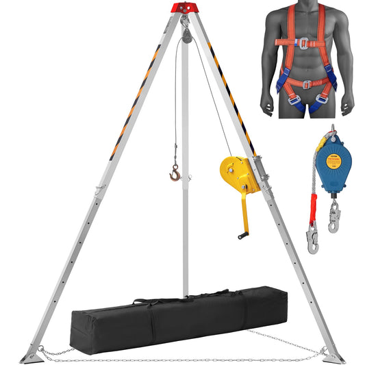 VEVOR Confined Space Tripod Kit, 2600 lbs Winch, Confined Space Tripod 8' Legs and