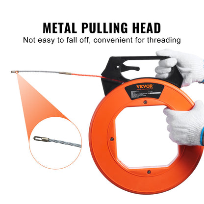 VEVOR Fish Tape, 38.1 m Length, 4.5 mm, PET Wire Puller with Optimized Housing and