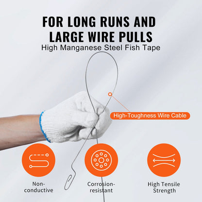 Steel Wire Puller, 73.2m Length, 3mm Cable Tool with Optimized Housing & Handle