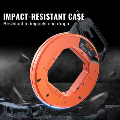 VEVOR Fish Tape, 73.2 m Length, 3 mm, Steel Wire Puller with Optimized Housing and