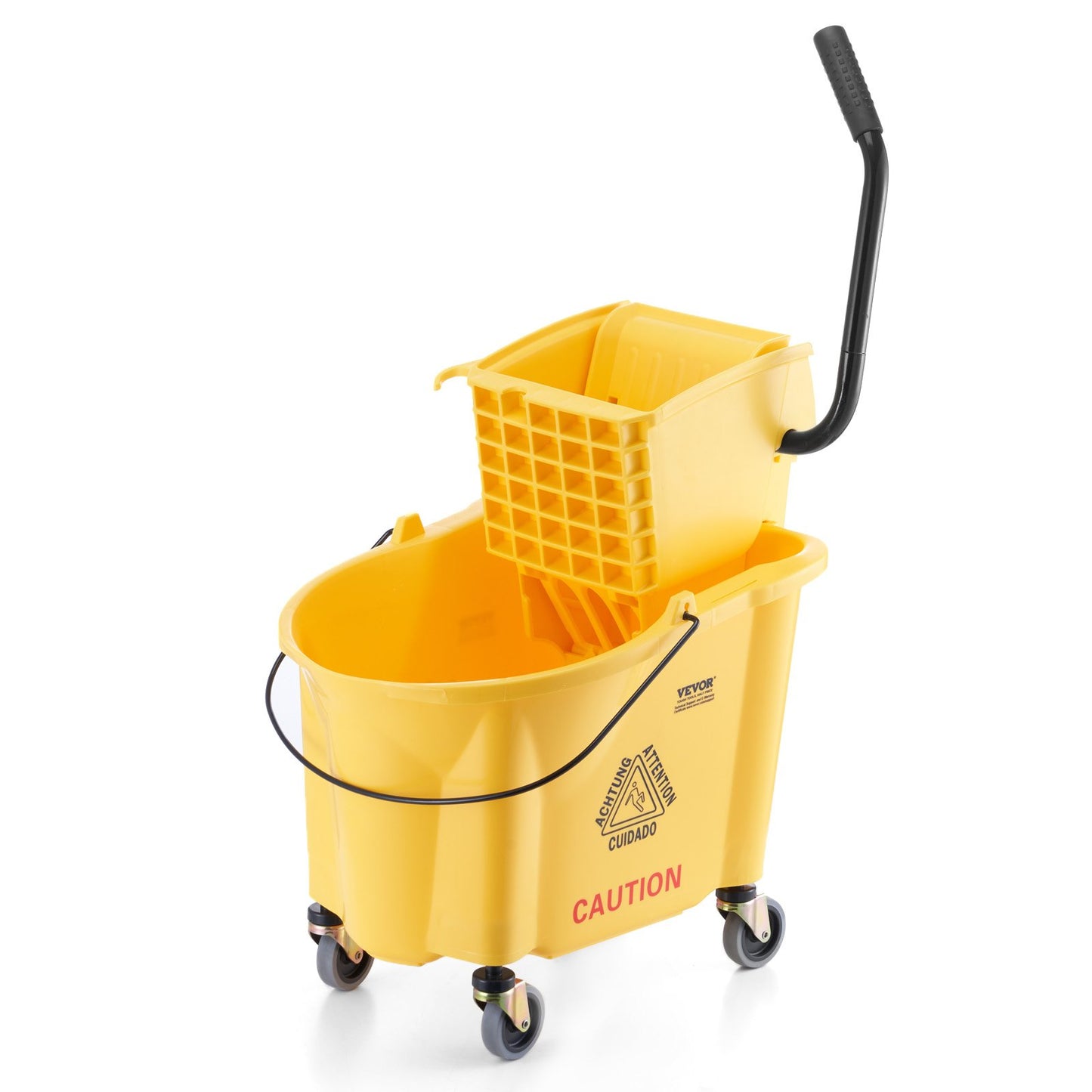 VEVOR Mop Bucket with Wringer, 35 Qt. Commercial Mop Bucket with Side Press Wringer,