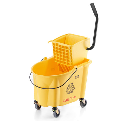 VEVOR Mop Bucket with Wringer, 35 Qt. Commercial Mop Bucket with Side Press Wringer,