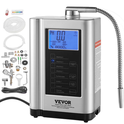Alkaline Water Ionizer: pH 3.5-10.5, Hydrogen-Rich, 7 Settings, 8000L Filter