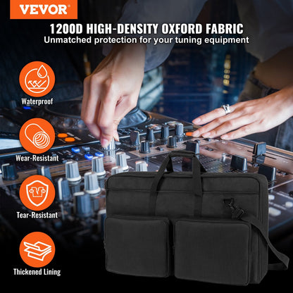 Padded DJ Mixer Bag, 1200D Oxford, 3 Pockets, 1.5m Strap, 0.39in Padding