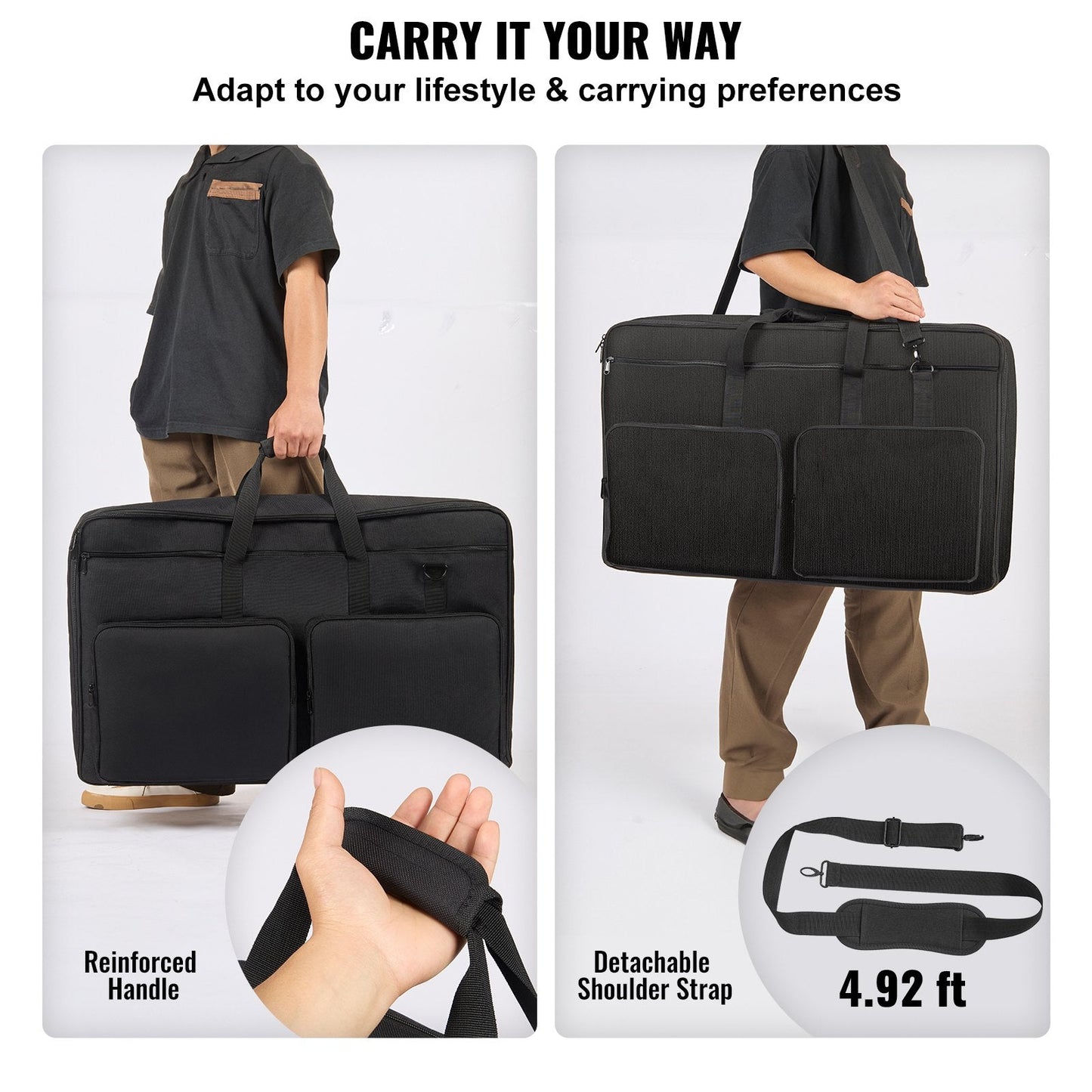 Padded DJ Mixer Bag, 1200D Oxford, 3 Pockets, 1.5m Strap, 0.39in Padding