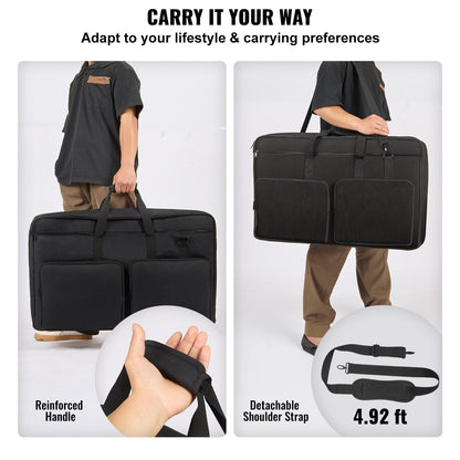 Padded DJ Mixer Bag, 1200D Oxford, 3 Pockets, 1.5m Strap, 0.39in Padding