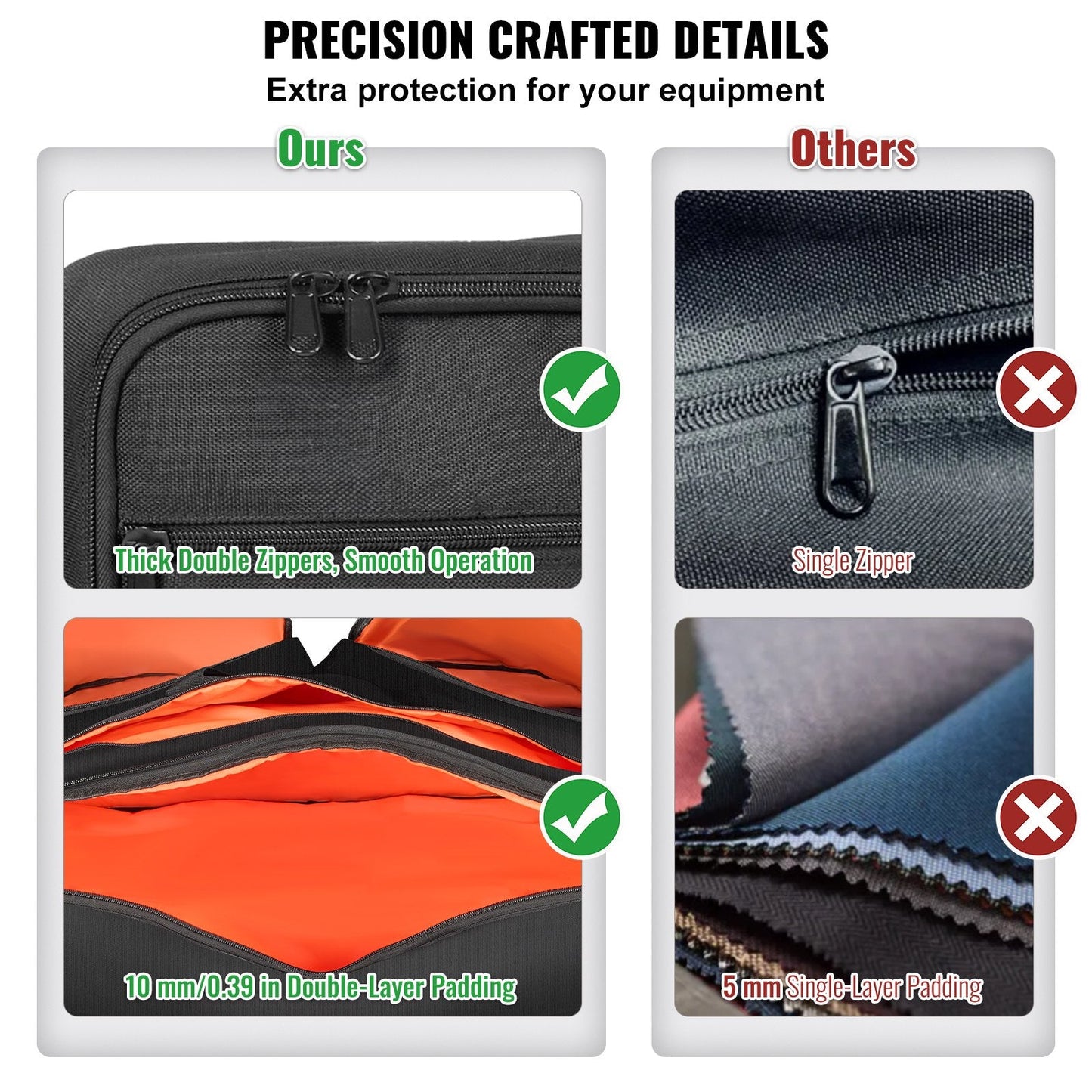 Padded DJ Mixer Bag, 1200D Oxford, 3 Pockets, 1.5m Strap, 0.39in Padding