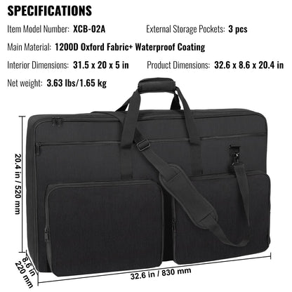 VEVOR Padded DJ Mixer Gig Bag, 1200D Oxford Fabric, DJ Gear Carry Bag with 3 Storage