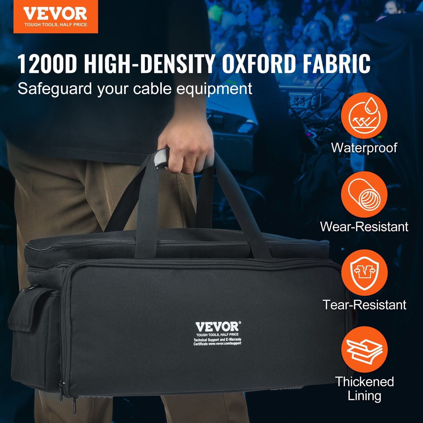 VEVOR DJ Cable File Bag, 1200D Oxford Fabric, DJ Gig Bag with 9 Detachable Divider