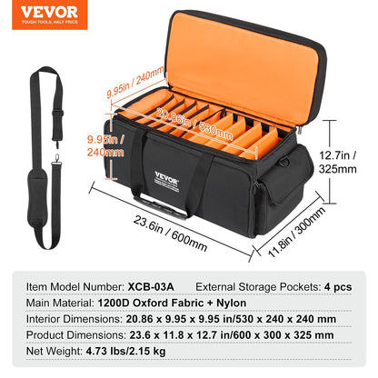 DJ Cable Organizer Bag with Dividers, 1200D Fabric, 2.15 kg, 0.6 x 0.3 x 0.33 m