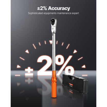 Adjustable Click Torque Wrench, 1/2 Inch Drive, 20-160 lbf-ft/27.1-216.8 N.m, Dual-direction and Dual Range Scales, 72-T