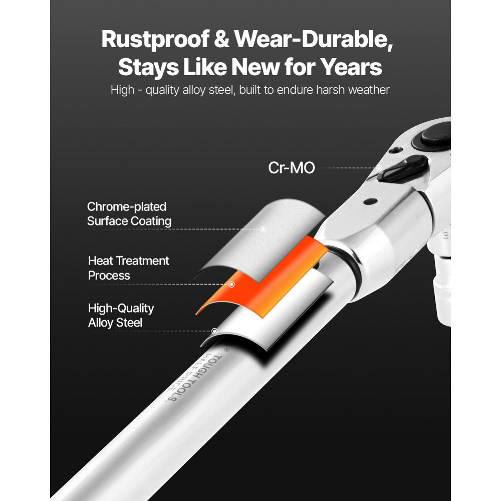 Adjustable Click Torque Wrench, 1/2 Inch Drive, 20-160 lbf-ft/27.1-216.8 N.m, Dual-direction and Dual Range Scales, 72-T