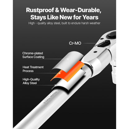 Adjustable Click Torque Wrench, 1/2 Inch Drive, 20-160 lbf-ft/27.1-216.8 N.m, Dual-direction and Dual Range Scales, 72-T