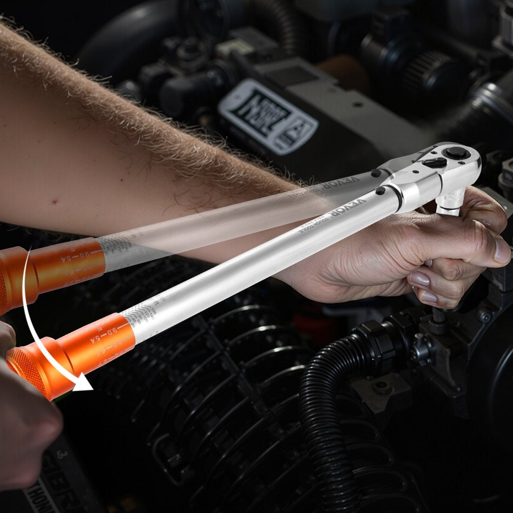 Adjustable Click Torque Wrench, 1/2 Inch Drive, 20-160 lbf-ft/27.1-216.8 N.m, Dual-direction and Dual Range Scales, 72-T