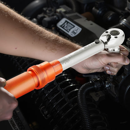 Click Torque Wrench Set, 1/4Inch Drive, 20-240 lbf-in / 2.3-27.1N.m, Dual-direction and Dual Range Scales, 72-Tooth, ±3% High Precision, with Bits, Sockets, Adapters, Extension Bar, Orange